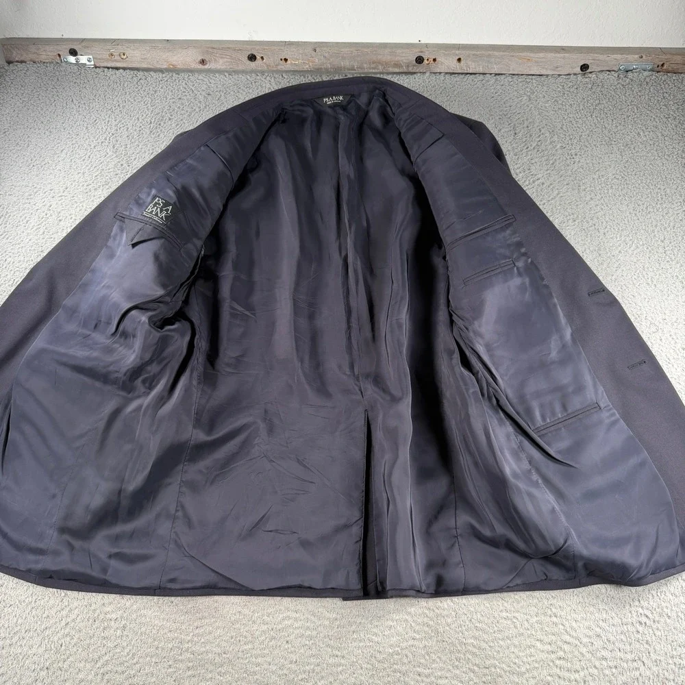 Jos A Bank Blazer Traveler Mens 46R Navy Wool Blend Crest Button Sport Coat